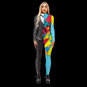 New Nightmare Before Christmas Split Jack Sally Costume Sexy Jumpsuit Cosplay